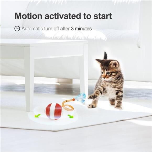 Interactive Cat Toys for Indoor Cats,The 3rd Generation Agile Moving Cat Ball - Picture 5 of 14